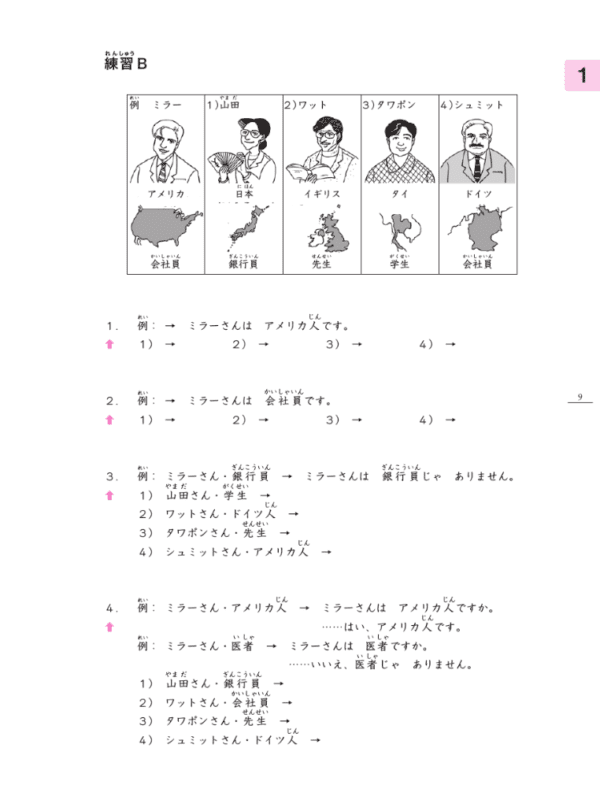 Exemplo de Minna no Nihongo 1 para iniciantes