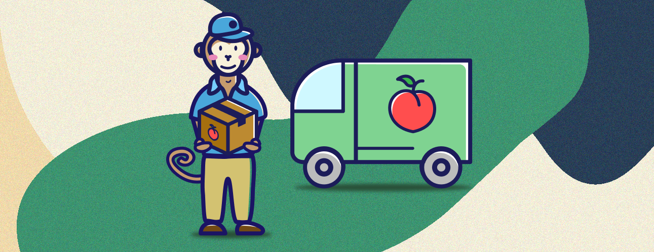 Illustration of Momozaru making a delivery